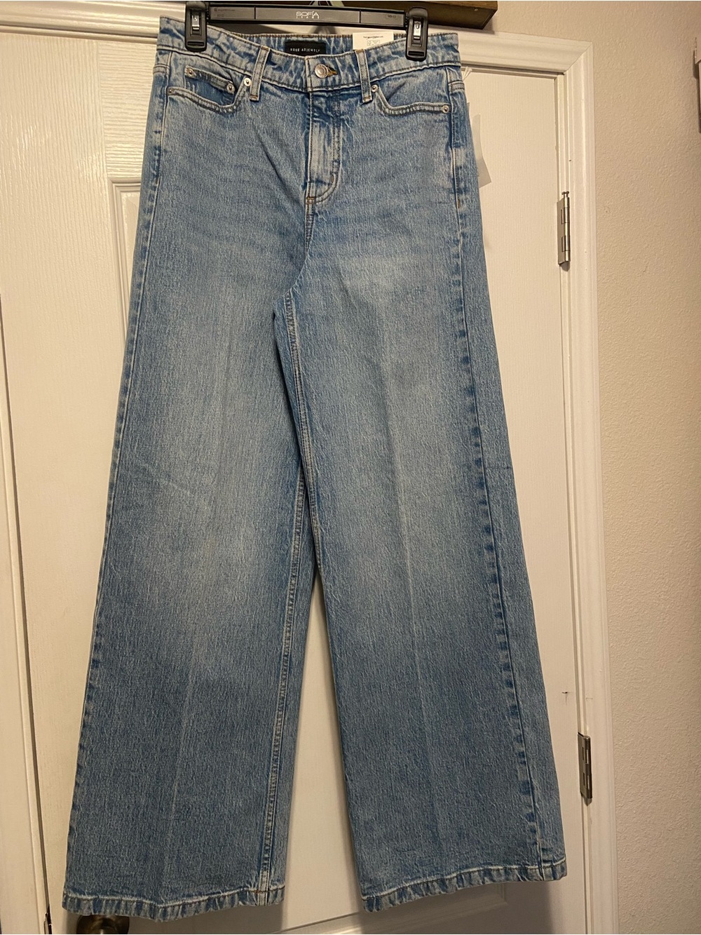Free Assembly Women's High Rise Relaxed Wide Leg Jeans with Front Crease, Size 2